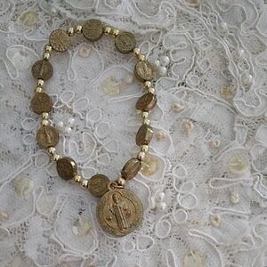 Gold-Tone Religious Charm Bracelet